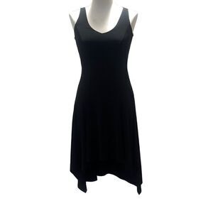 Karen Kane Black Jersey Midi Dress Shark Bite Hemline Women’s XS